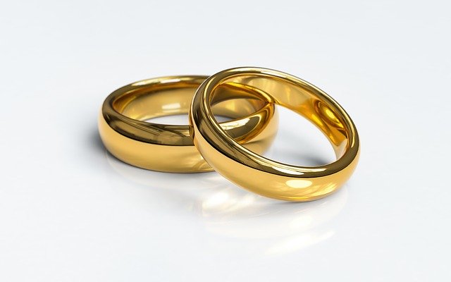 two rings placed on each other on a white background